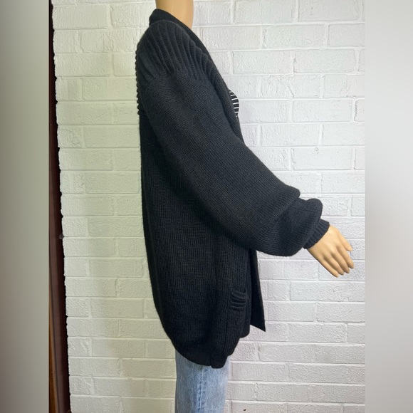 BABY ALPACA BLACK - WOMENS XL-2XL LONG SLEEVE OPEN FRONT POCKETS CARDIGAN - Picture 4 of 13